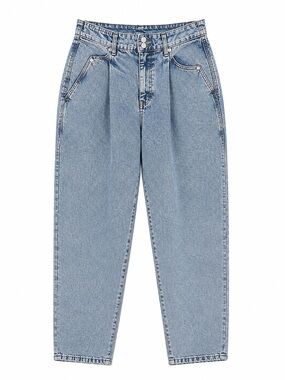 Light Blue vintage jeans with Front Pleats, high waist